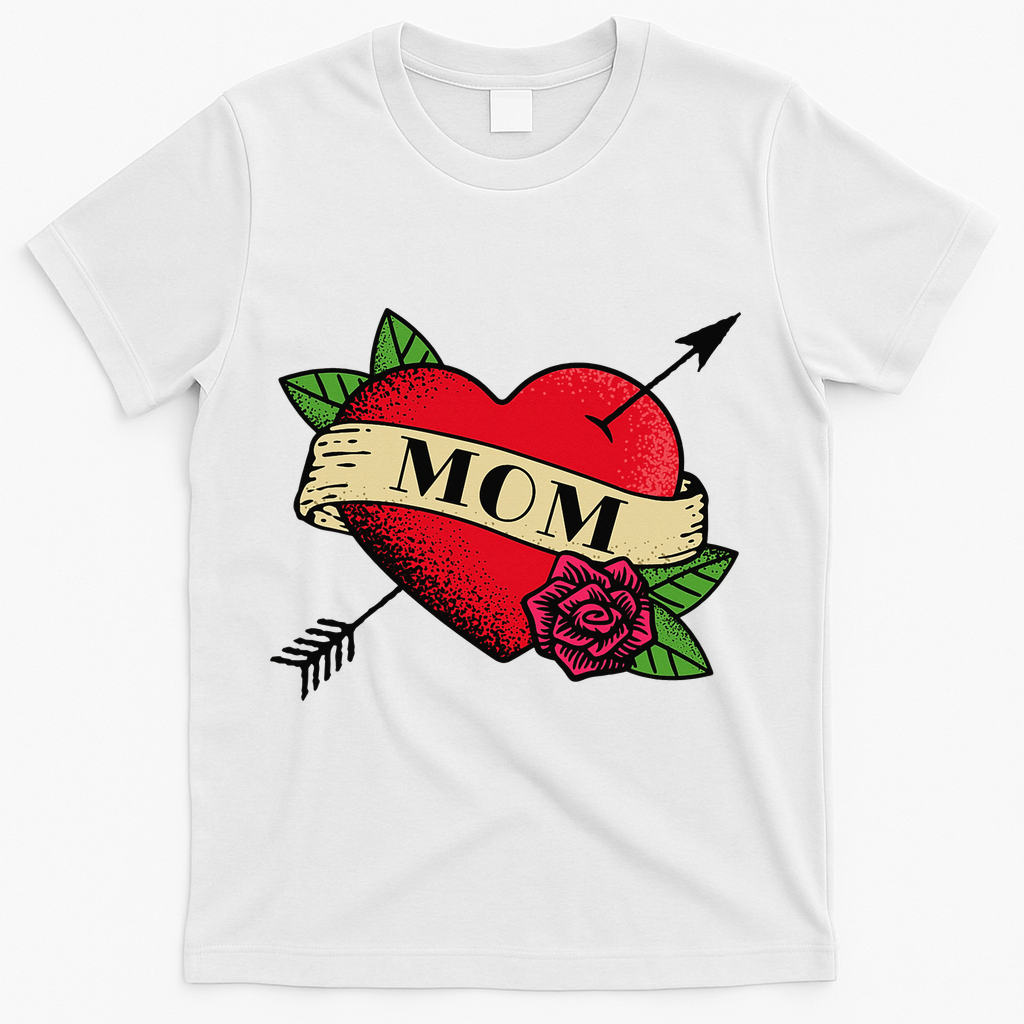 Tattoo Heart Mom T-Shirt - White