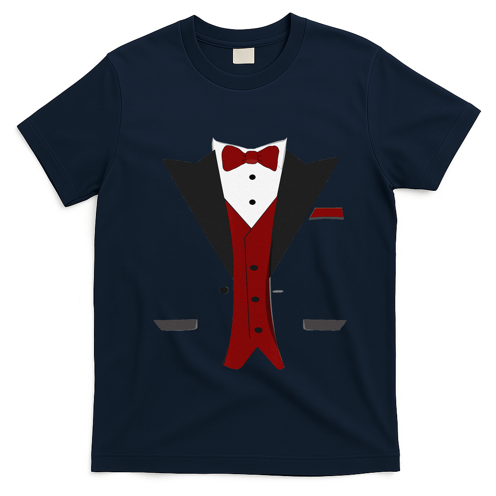 Tuxedo Halloween Wedding Groom Funny Red Costume T-Shirt - Navy Blue