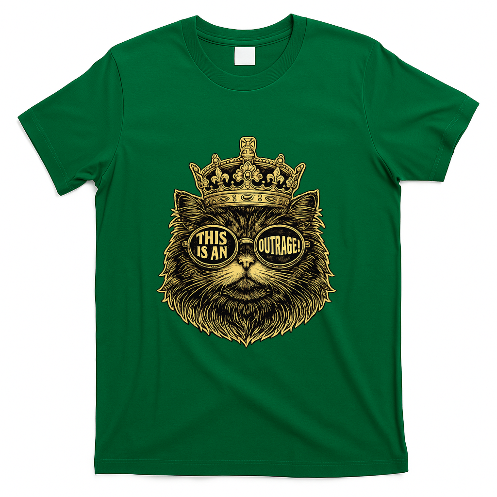 This Is An Outrage Funny Princess Cat Donut Gold T-Shirt - Green