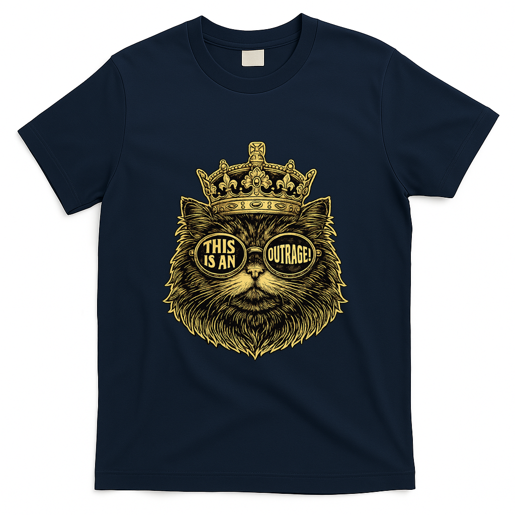 This Is An Outrage Funny Princess Cat Donut Gold T-Shirt - Navy