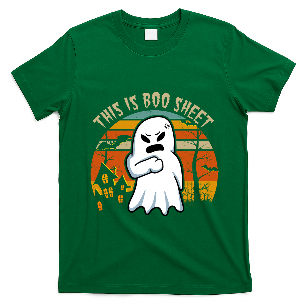 This Is Boo Sheet Ghost Spooky Sunset Funny T-Shirt - Irish Green