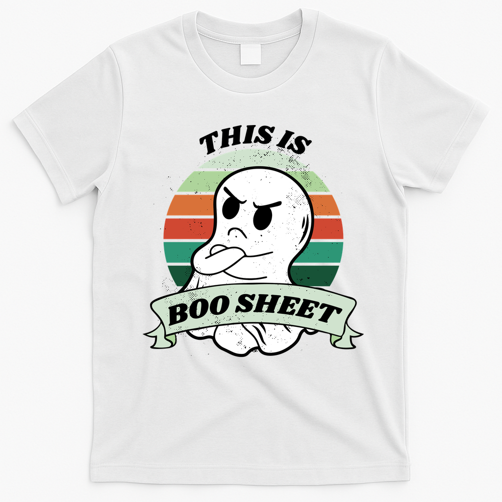 This Is Boo Sheet Cartoon Ghost Funny Halloween T-Shirt - White