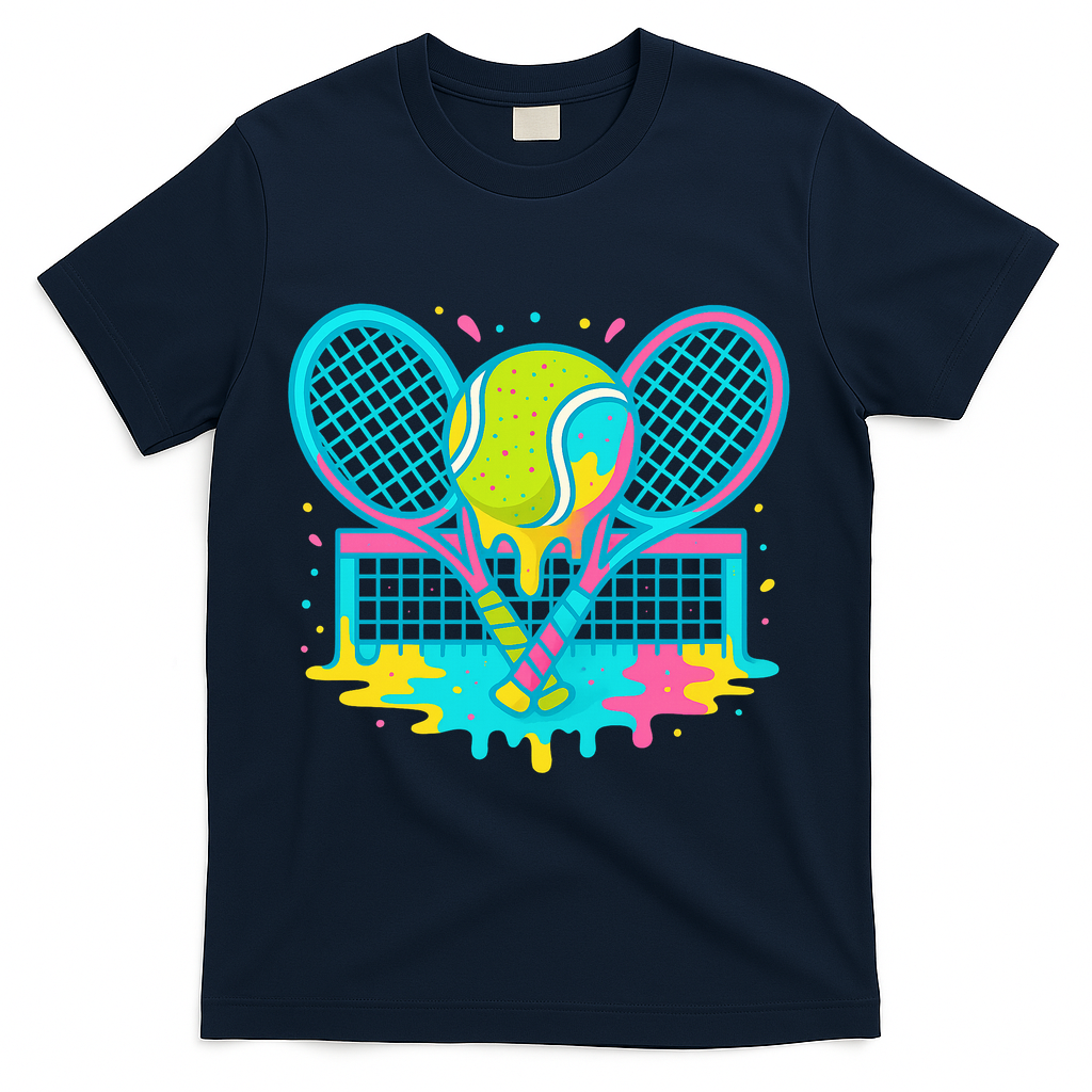 Tennis Ice Cream Drip T-Shirt - Navy