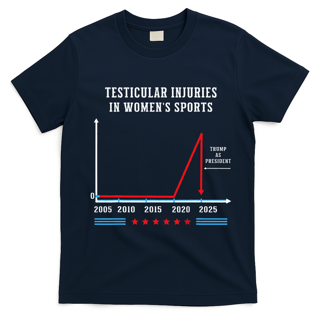 Testicular Injuries In Sports Funny Trump T-Shirt - Navy Blue