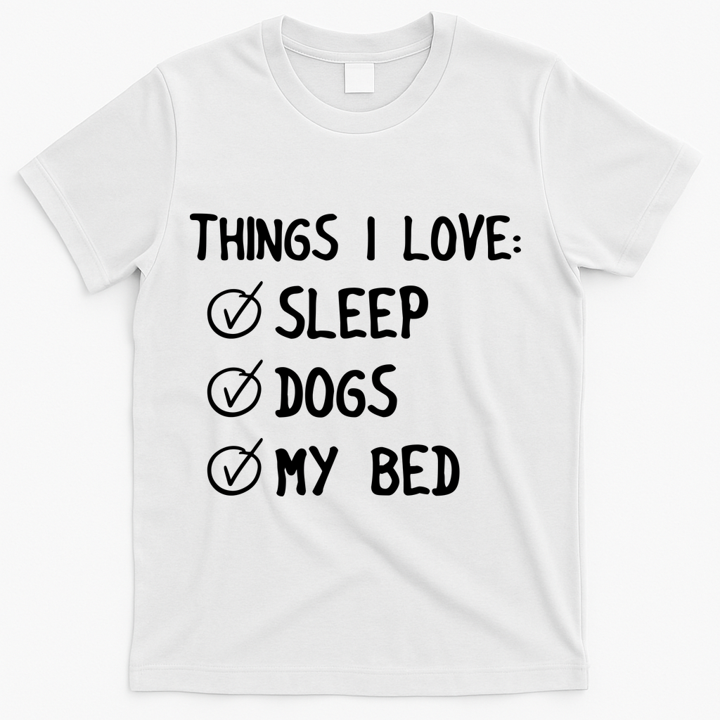 Things I Love Sleep Dogs My Bed T-Shirt - White