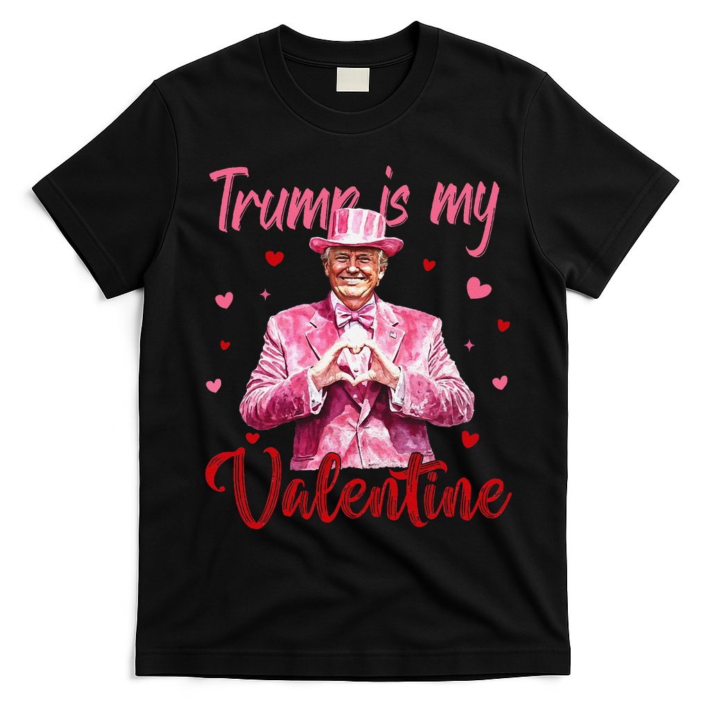 Trump Is My Valentine Heart Funny Trump Lover Supporter T-Shirt - Black