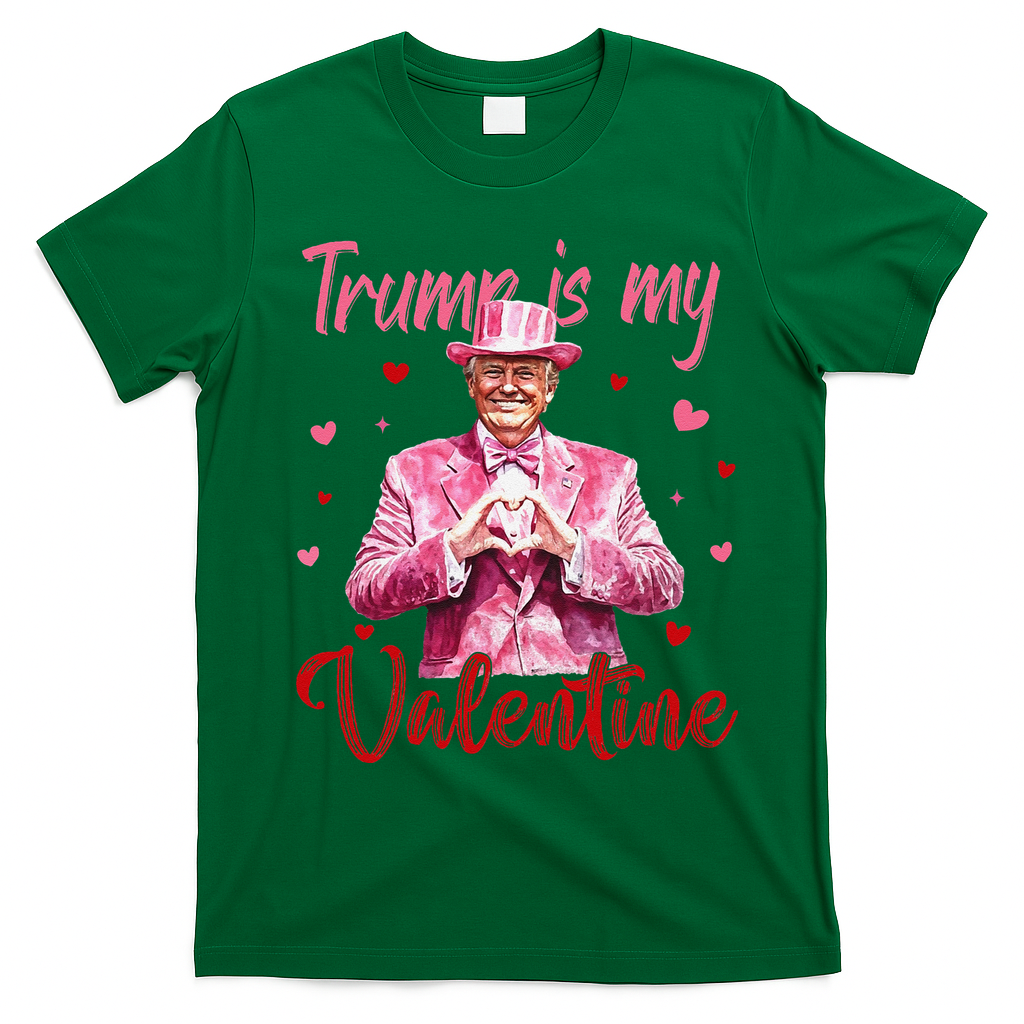 Trump Is My Valentine Heart Funny Trump Lover Supporter T-Shirt - Irish Green
