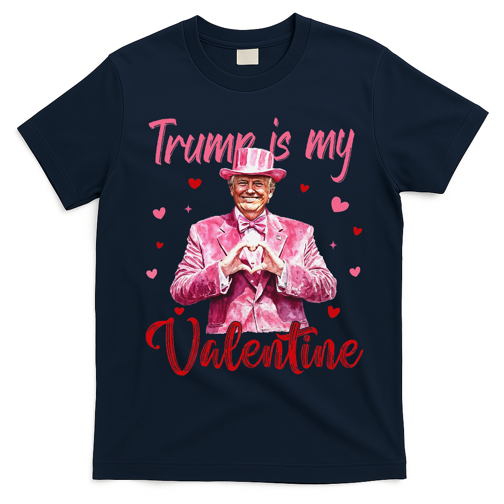 Trump Is My Valentine Heart Funny Trump Lover Supporter T-Shirt - Navy Blue