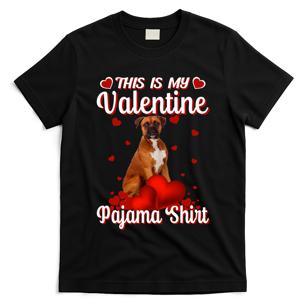 This Is My Valentine Pajama Boxer Dog Puppy Lover Funny Gift T-Shirt