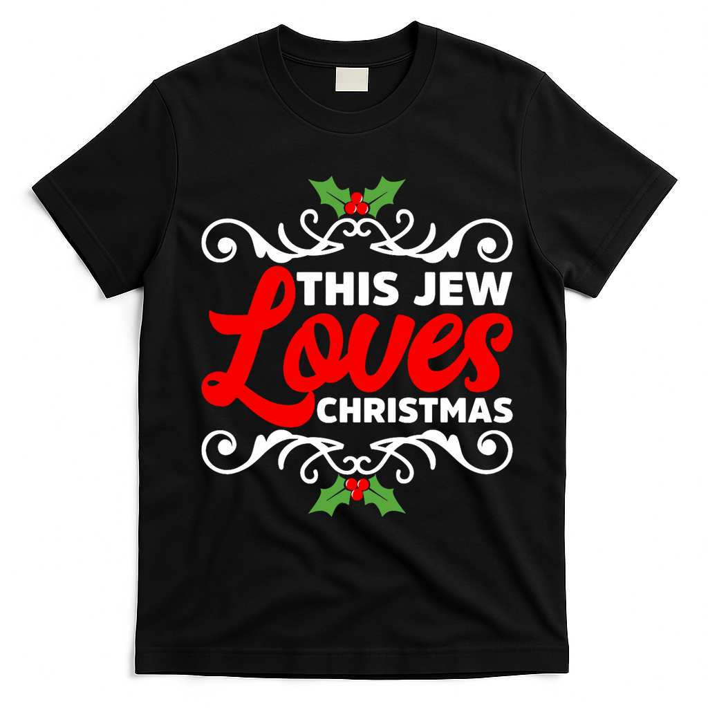 This Jew Loves Christmas Eve Celebration Winter Xmas T-Shirt - Black