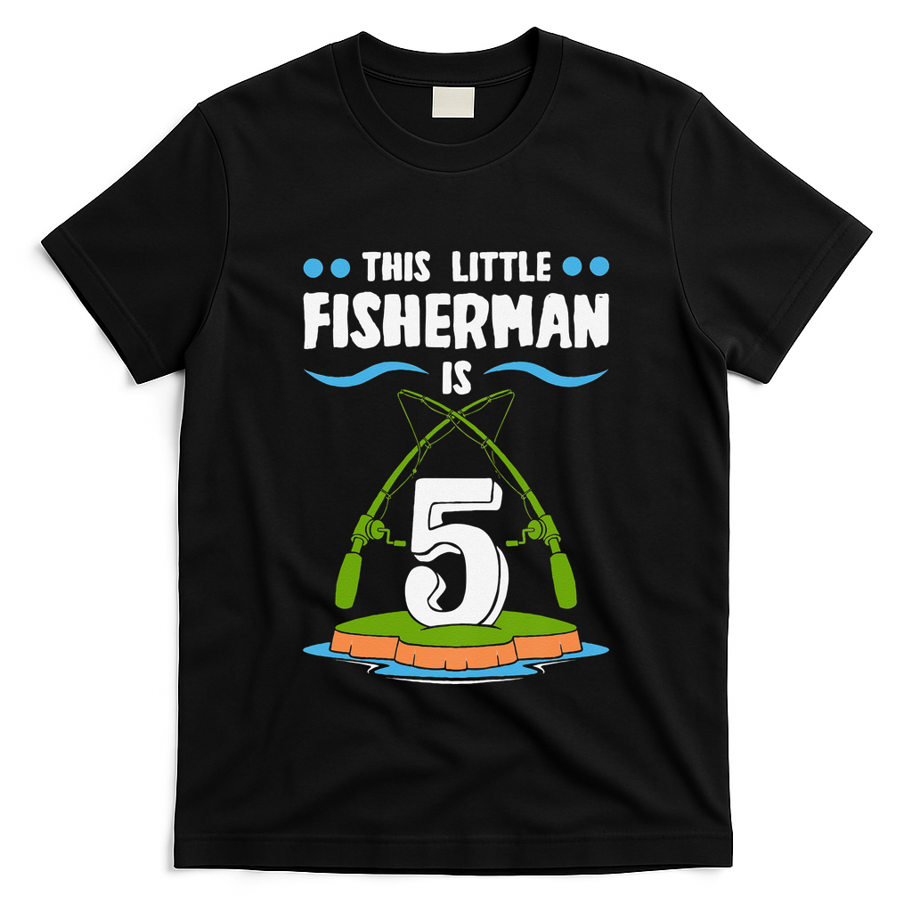 This Little Fisherman 5 Year Old Fishing Costume Fisherman T-Shirt