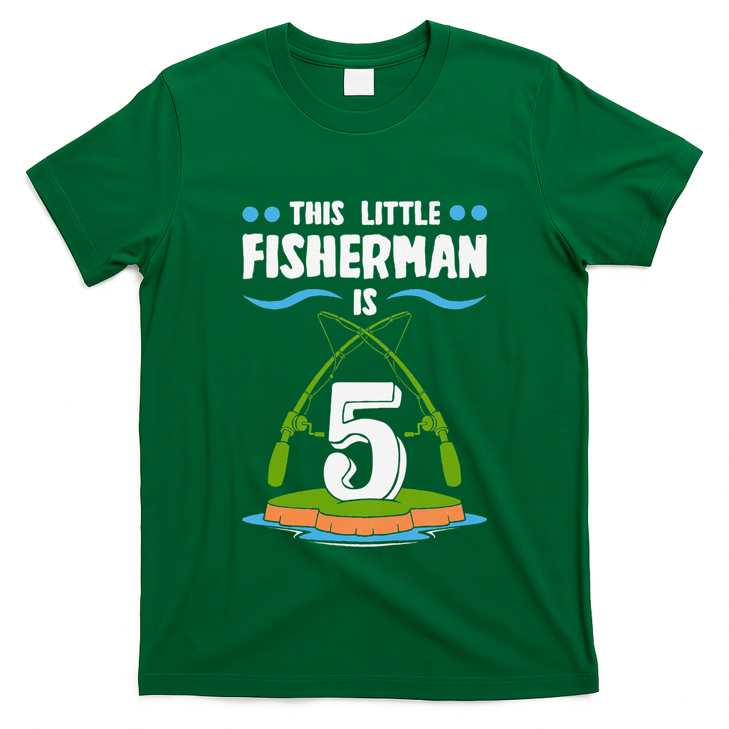 This Little Fisherman 5 Year Old Fishing Costume Fisherman T-Shirt