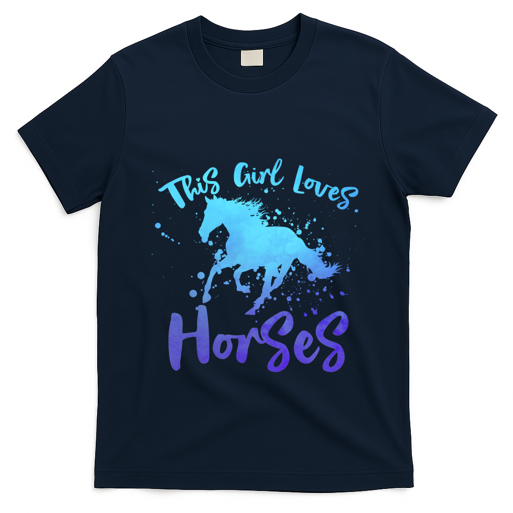 This Loves Horses Horseback Riding Equestrian Rider Mom Gift T-Shirt - Navy Blue