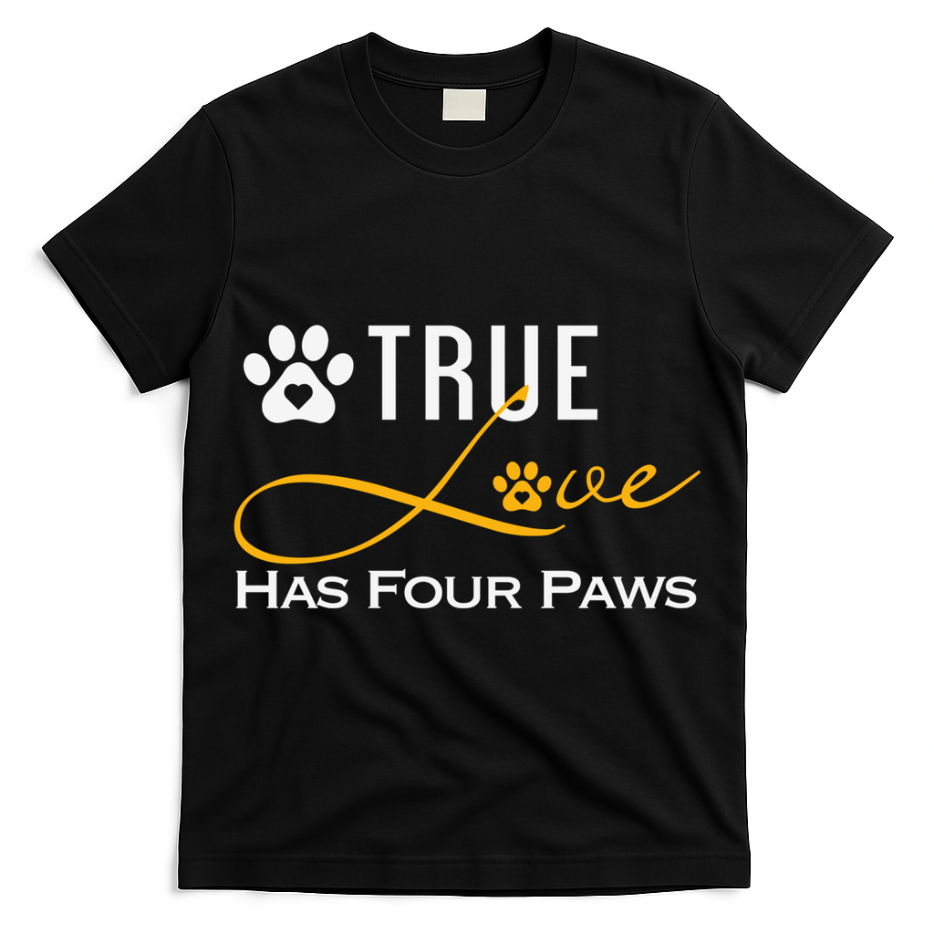 True Love Has Four Paws Funny Dogs Cats Valentine Gift T-Shirt