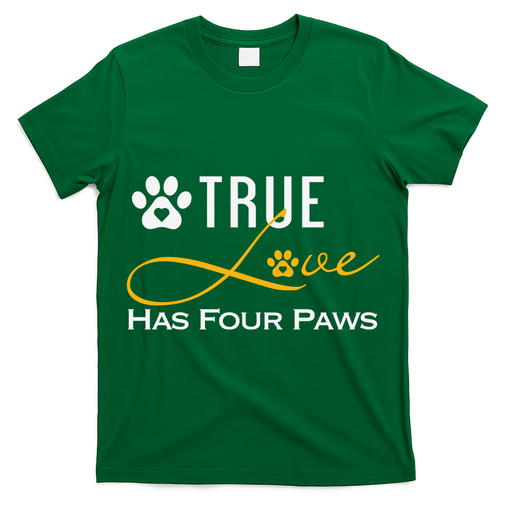 True Love Has Four Paws Funny Dogs Cats Valentine Gift T-Shirt