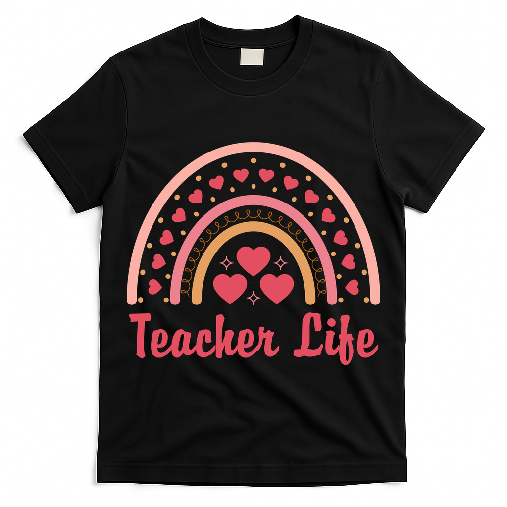 Teacher Life Rainbow Valentines Day Gift T-Shirt