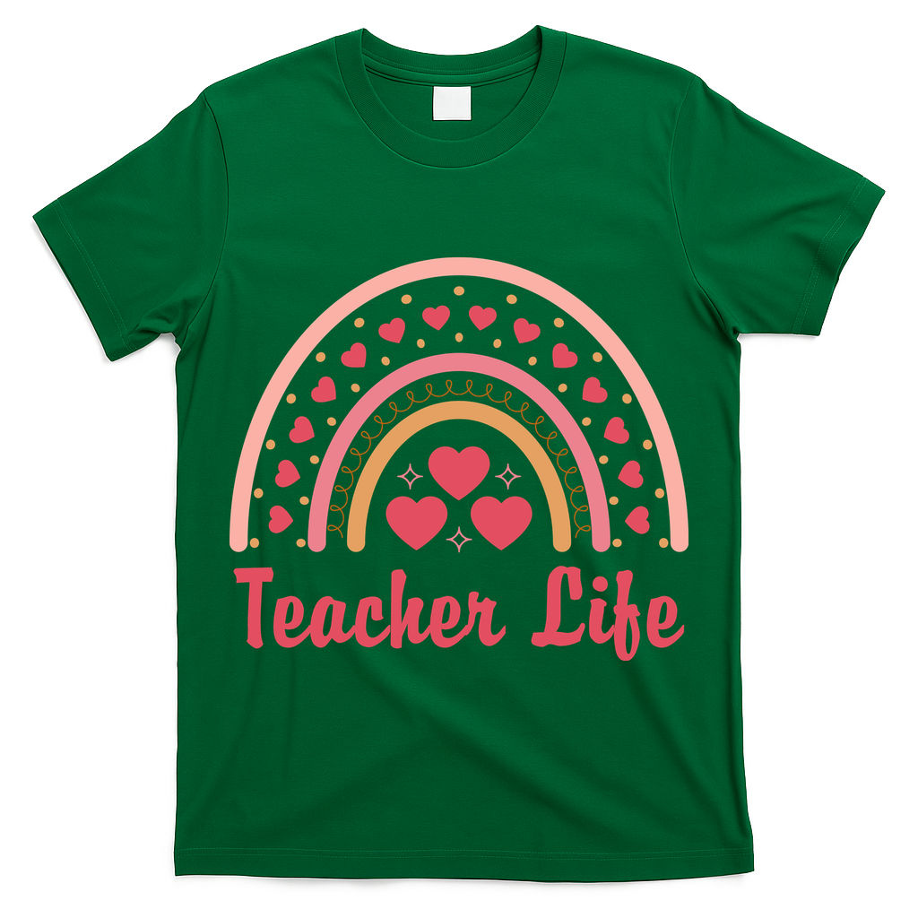 Teacher Life Rainbow Valentines Day Gift T-Shirt