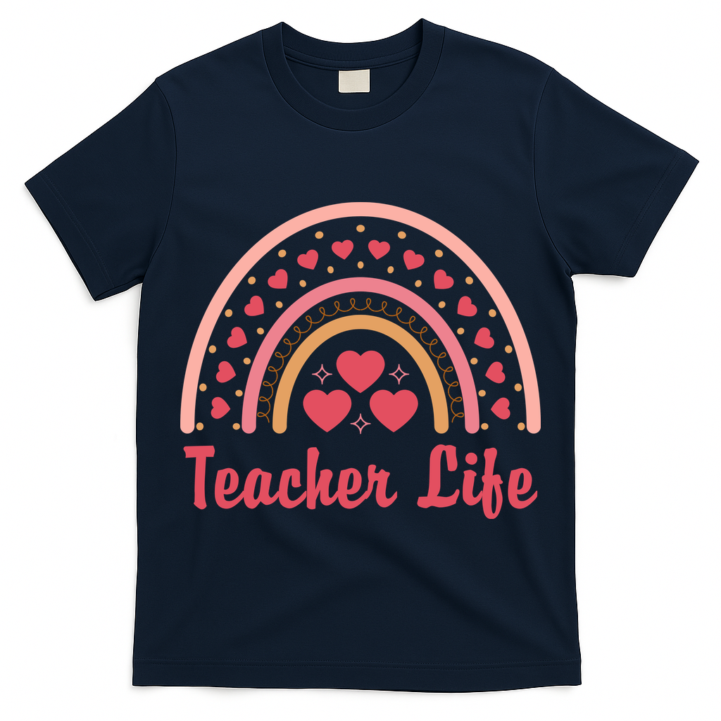 Teacher Life Rainbow Valentines Day Gift T-Shirt