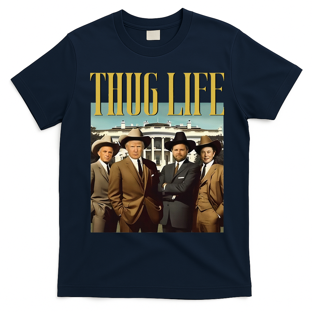 Thug Life Trump Vance Kennedy Elon T-Shirt - Navy Blue