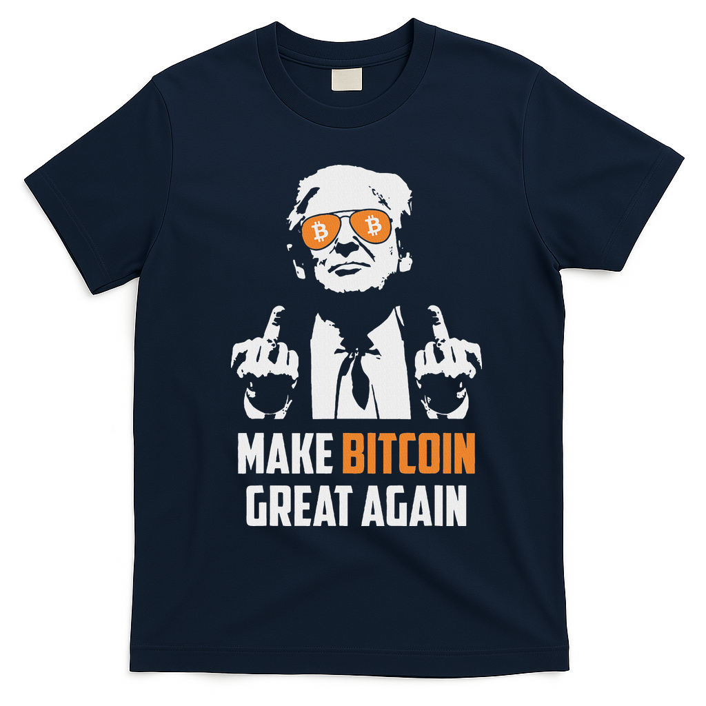 Trump Make Bitcoin Great Again Funny Maga Pro Trump T-Shirt - Navy Blue