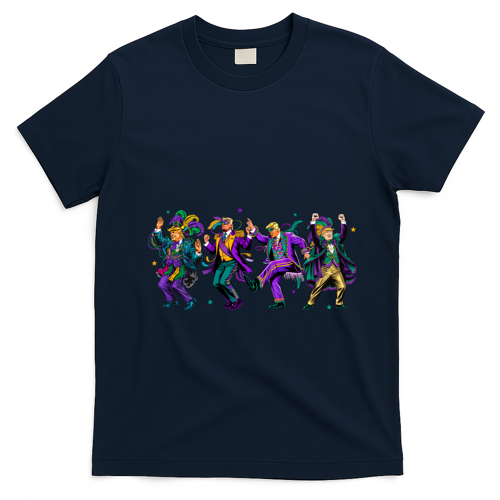 Trump Make Mardi Gras Great Again Funny Parade Costume Humor Gift T-Shirt - Navy Blue