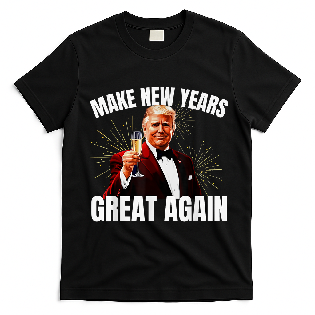 Trump Make New Year Great Again Happy New Years Eve Day 2025 T-Shirt - Black