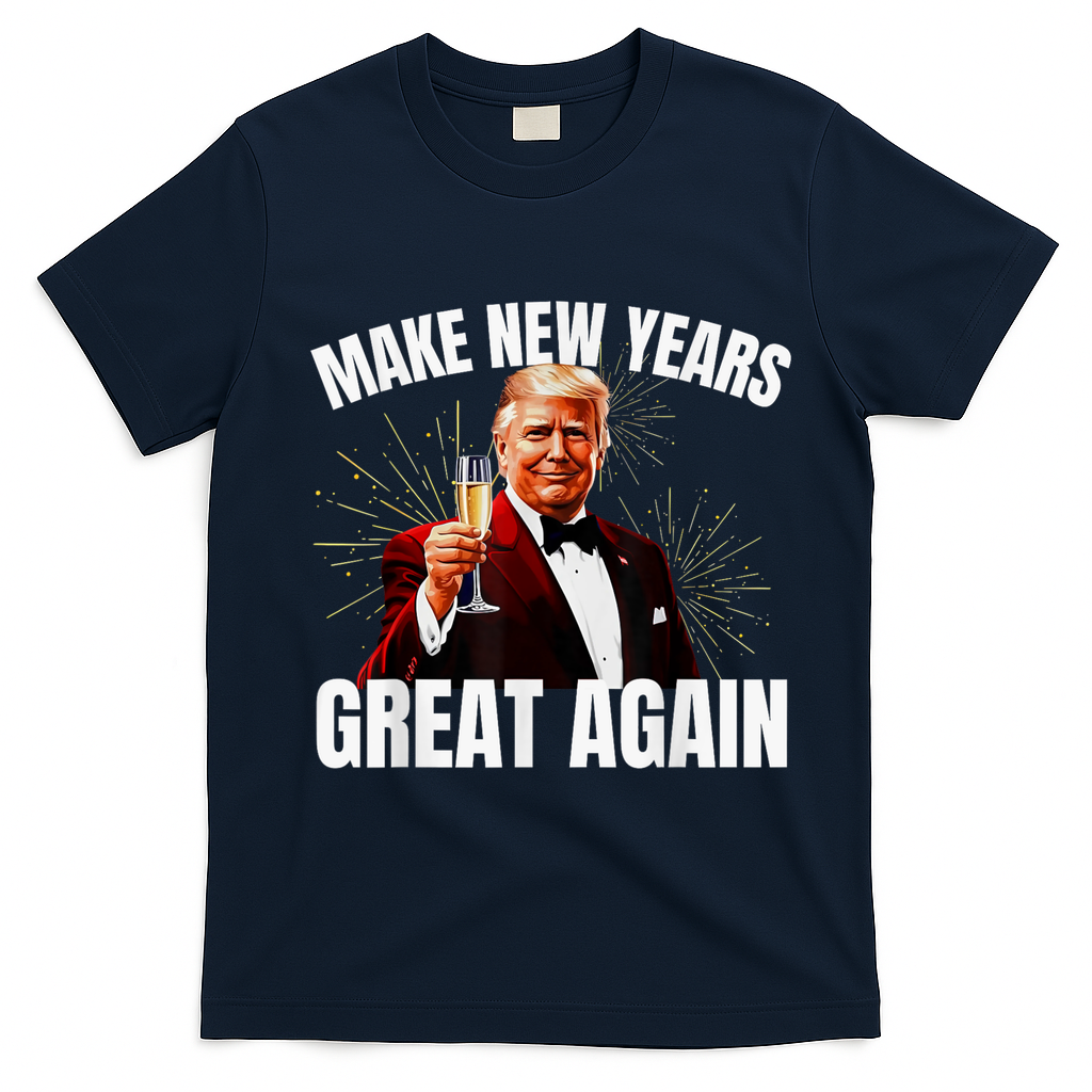 Trump Make New Year Great Again Happy New Years Eve Day 2025 T-Shirt - Navy Blue