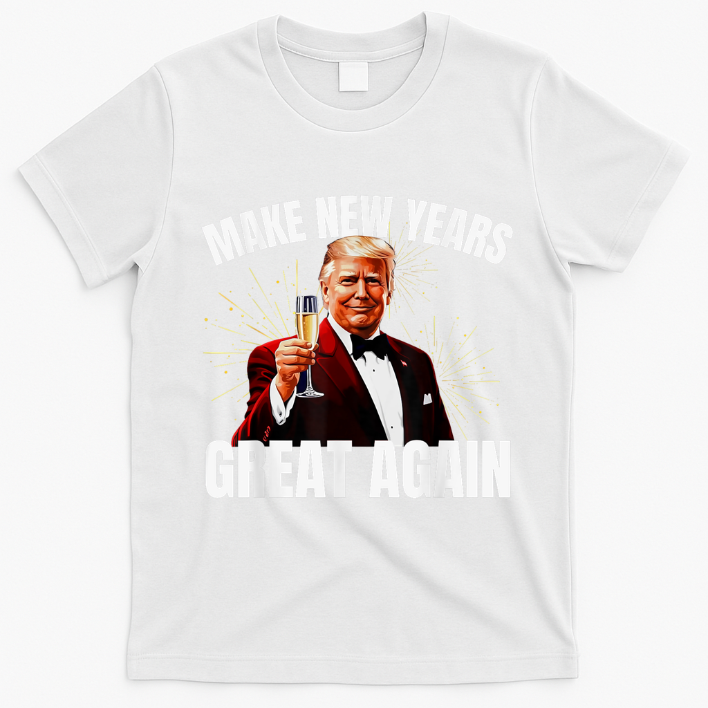 Trump Make New Year Great Again Happy New Years Eve Day 2025 T-Shirt - White