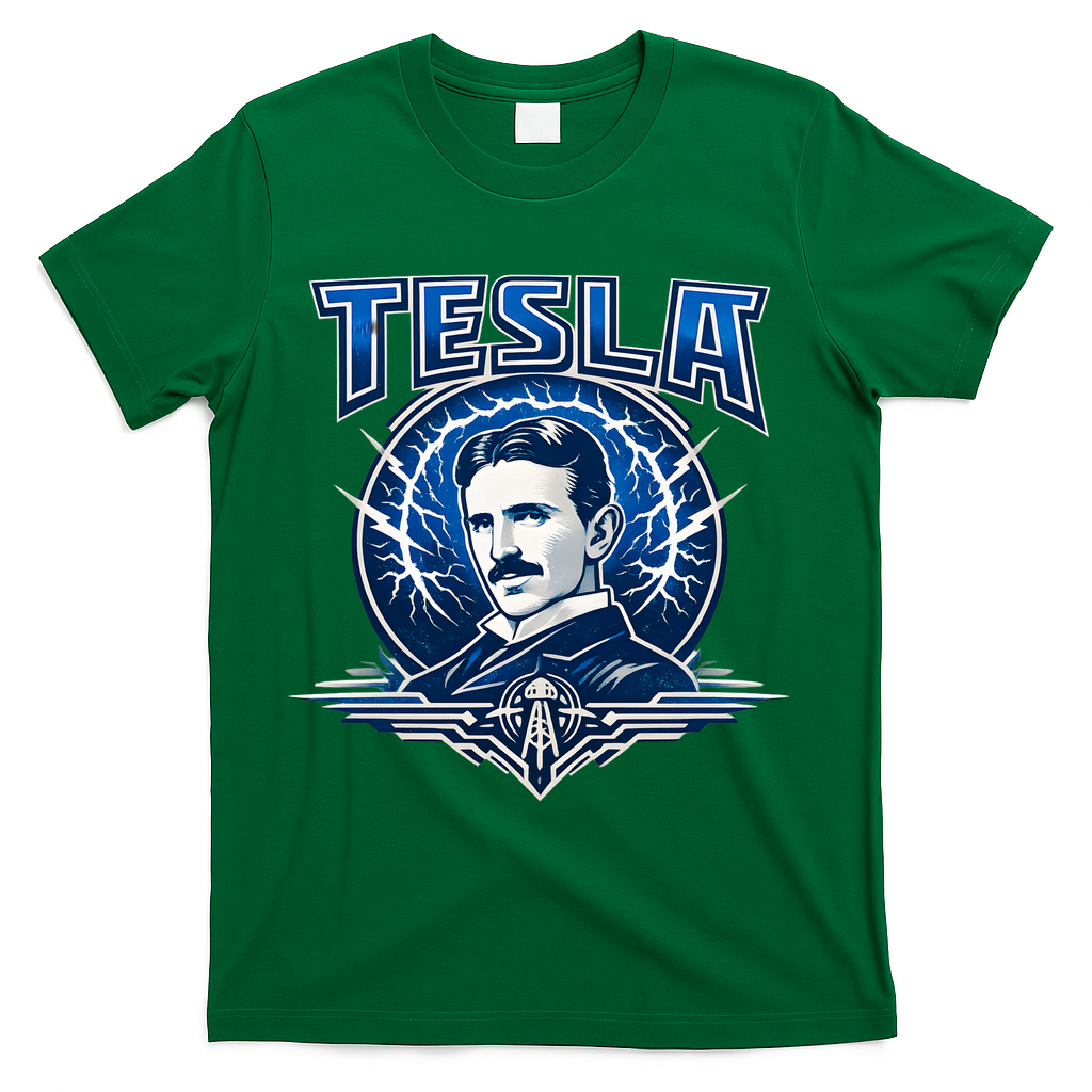 Tesla Master Of Lightning T-Shirt - Green