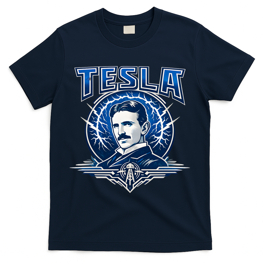 Tesla Master Of Lightning T-Shirt - Navy