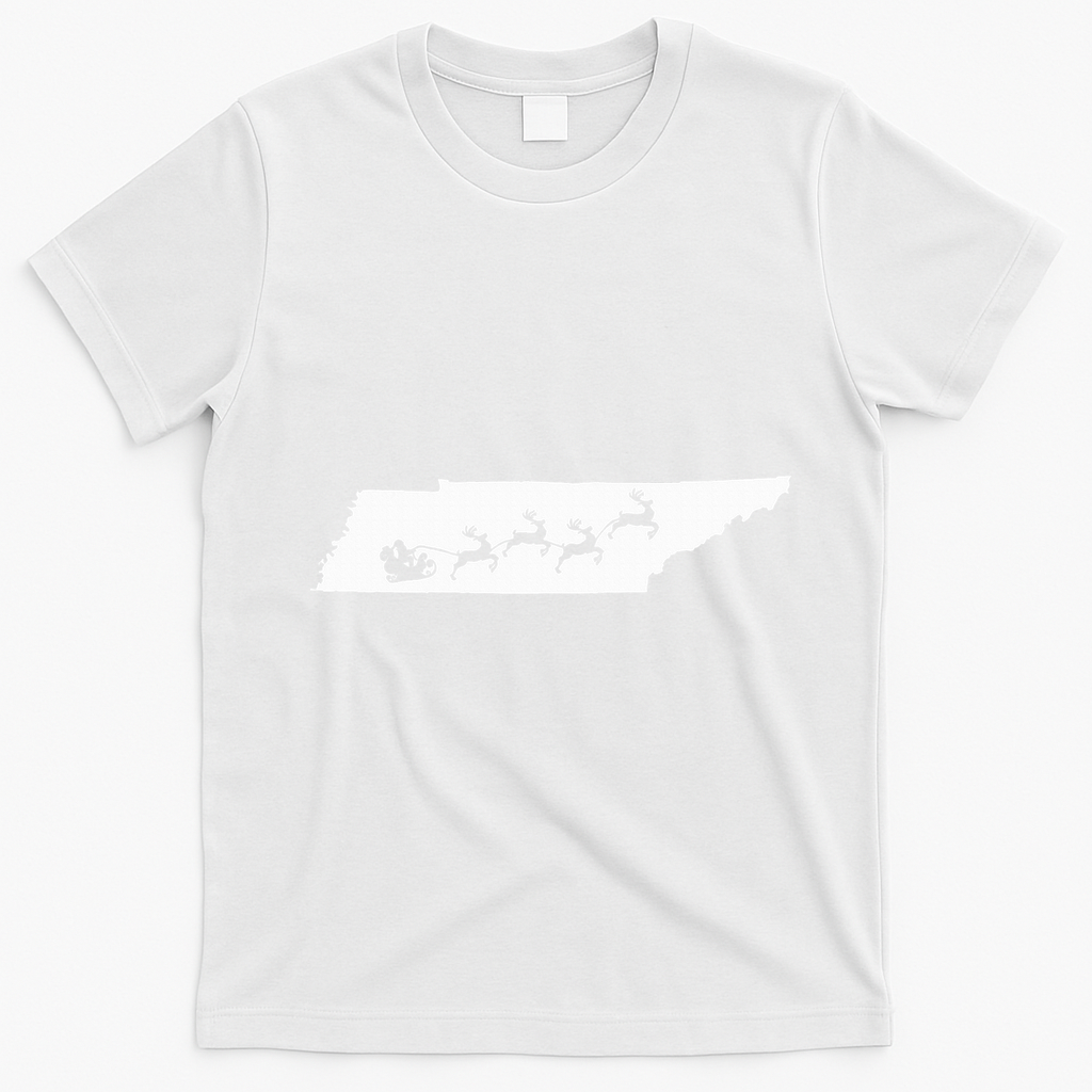 Tennessee Map Santa Christmas Reindeer Xmas T-Shirt - White