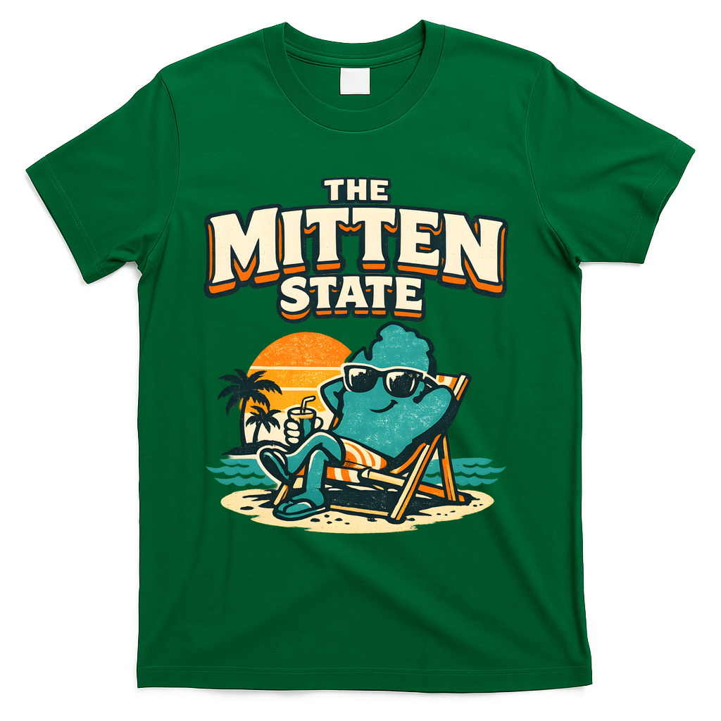 The Mitten State Funny Chillin T-Shirt - Green