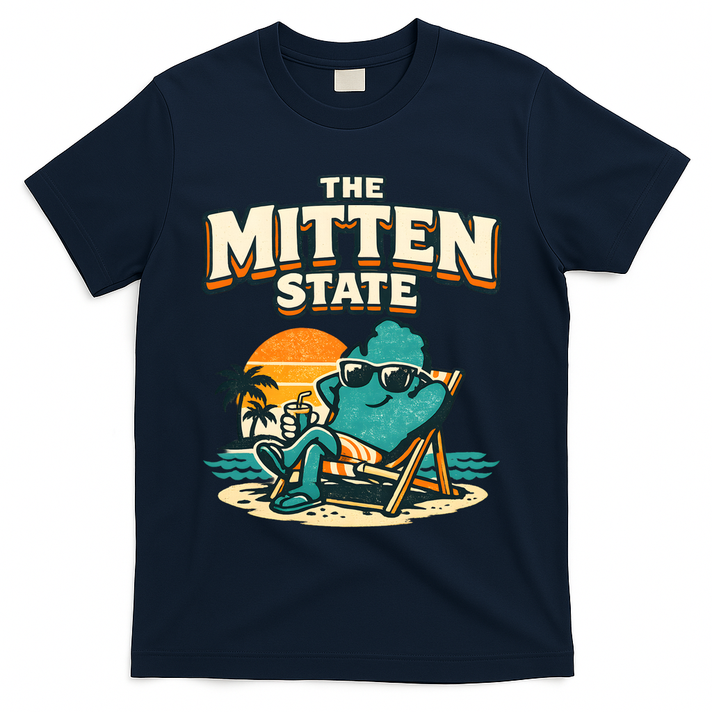 The Mitten State Funny Chillin T-Shirt - Navy