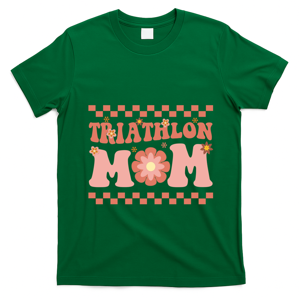 Triathlon Mom Swim Bike Run Triathlete Mama Gift Cute Gift T-Shirt - Irish Green