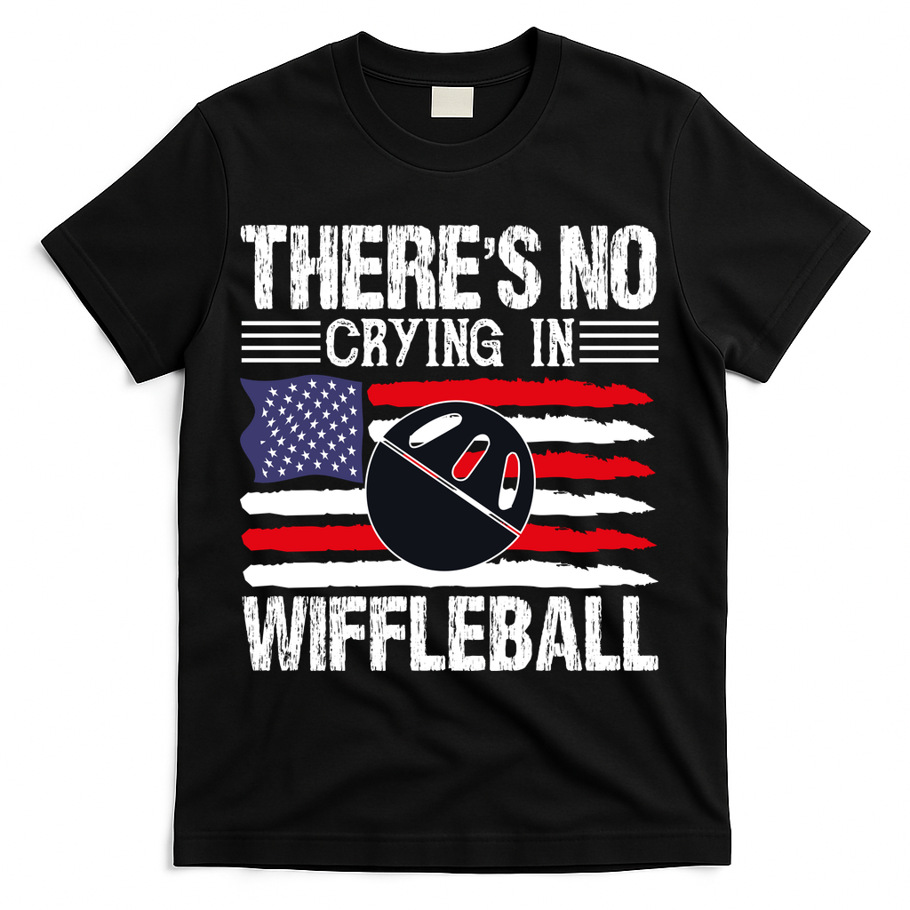 There's No Crying In Wiffleball Player Funny T-Shirt - Black