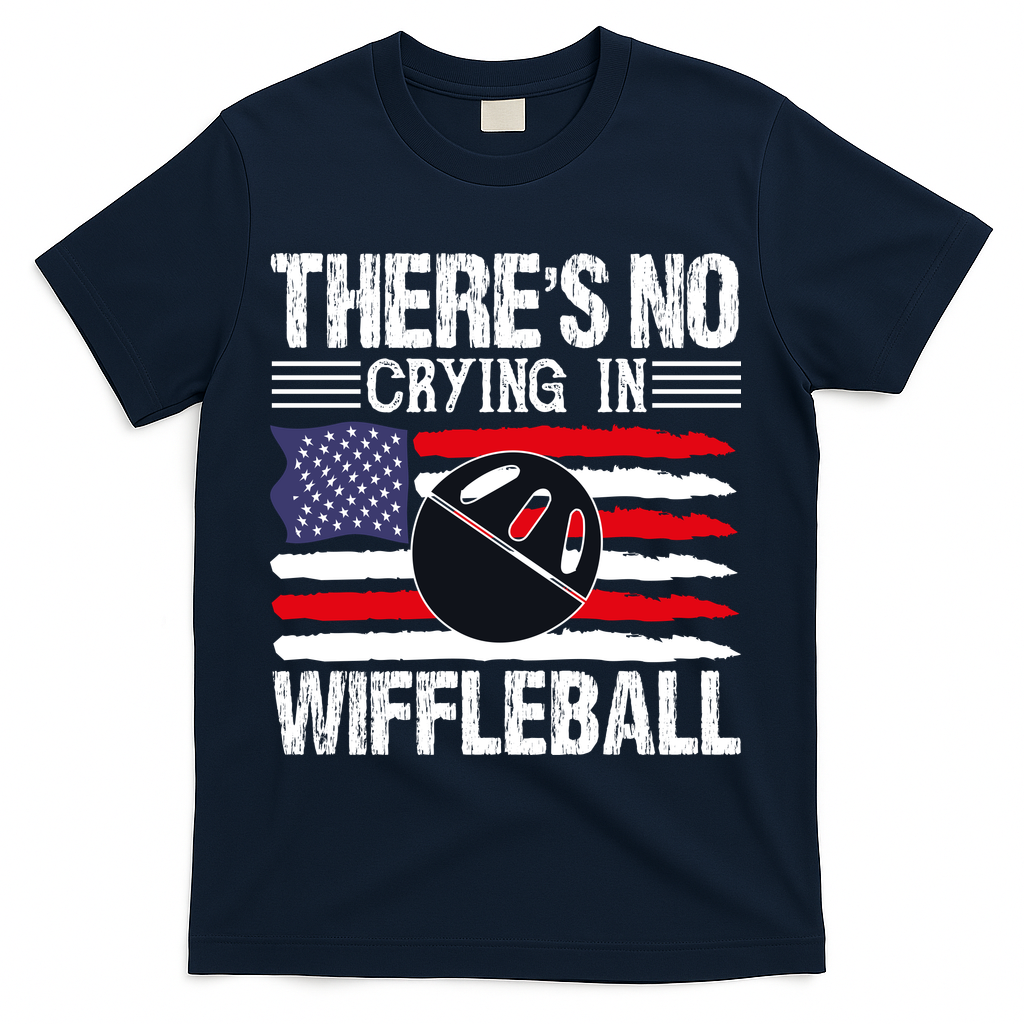 There's No Crying In Wiffleball Player Funny T-Shirt - Navy