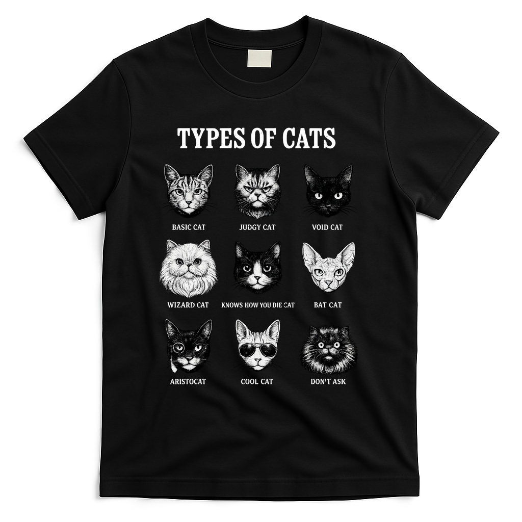 Types Of Cats T-Shirt - Black