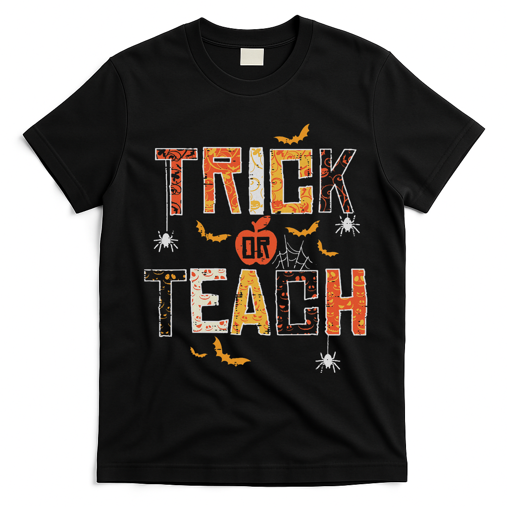 Trick Or Teach Retro Halloween Teacher Women Costume T-Shirt - Black