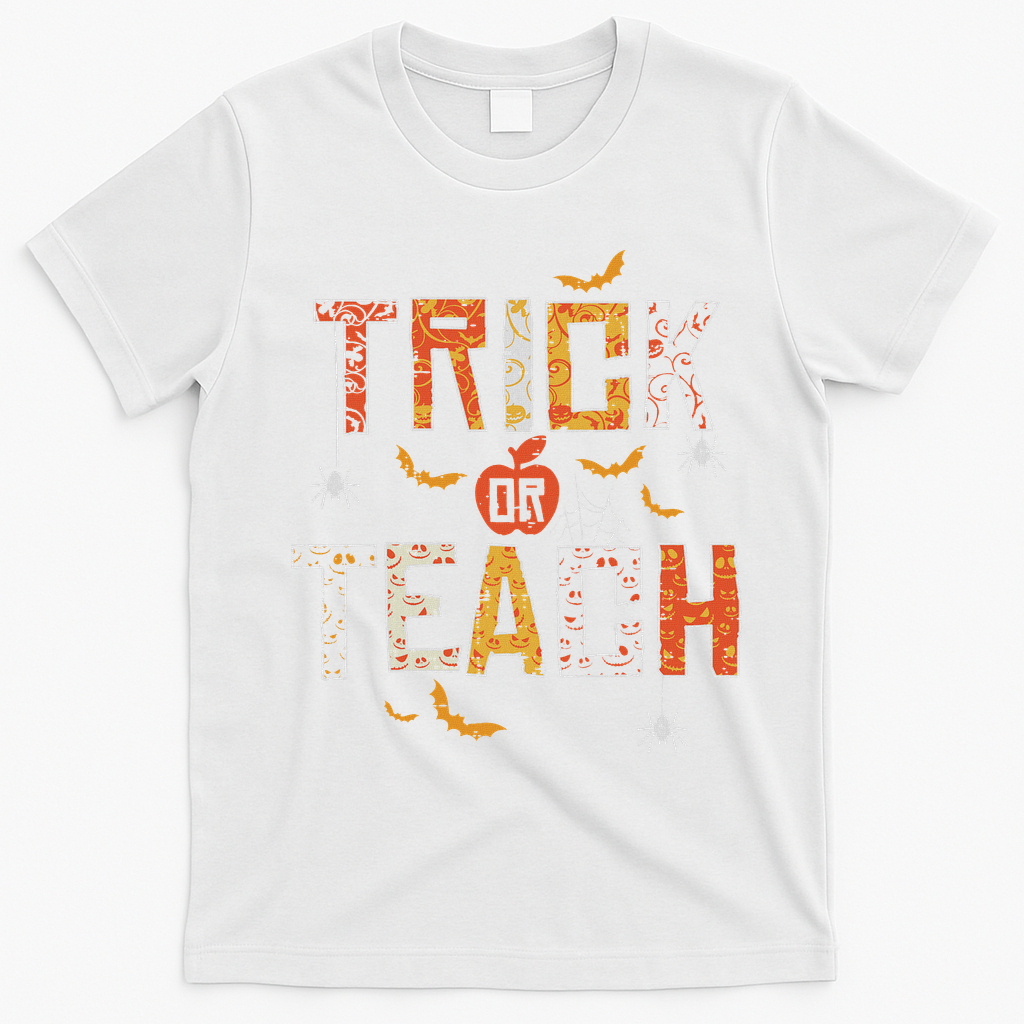 Trick Or Teach Retro Halloween Teacher Women Costume T-Shirt - White