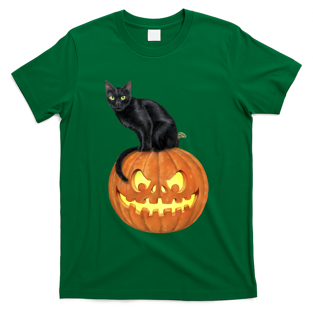 Black Cat Jack O' Lantern Pumpkin T-Shirt