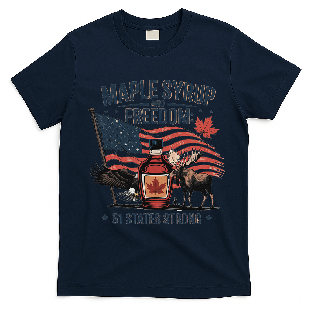 Trump Q Canada 51st State Of Usa T-Shirt - Navy Blue