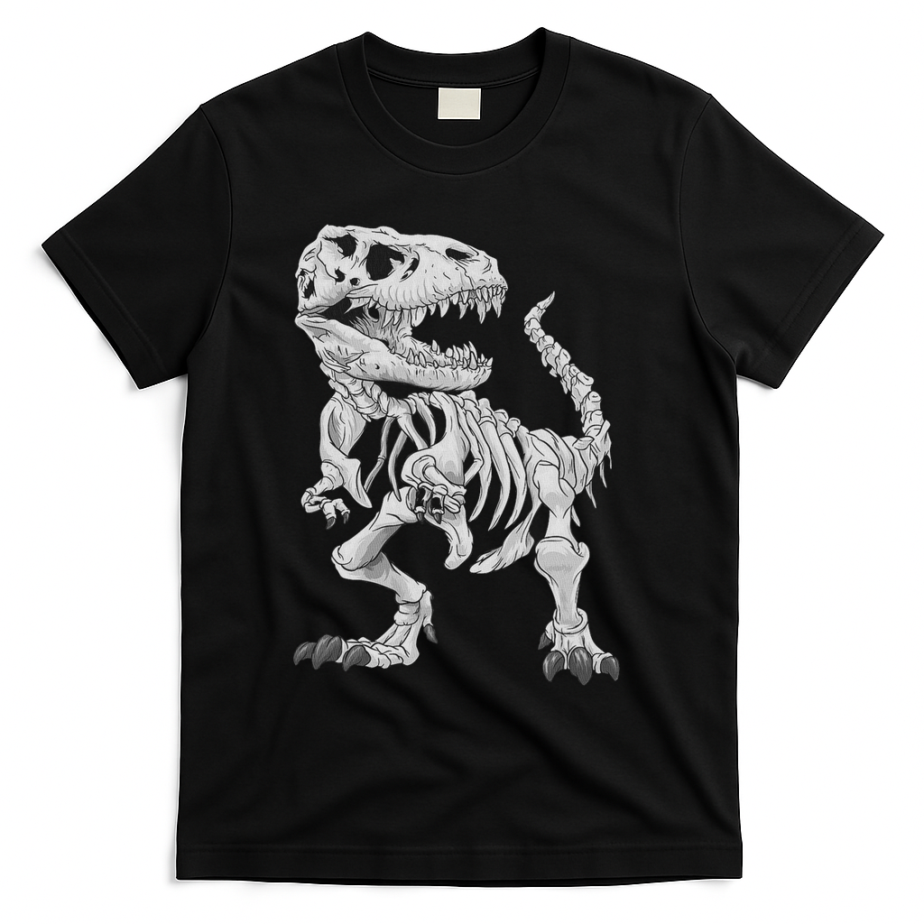 T Rex Skeleton Dino Bones Paleontologist Fossil Dinosaur T-Shirt - Black