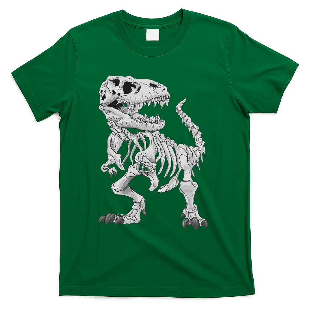 T Rex Skeleton Dino Bones Paleontologist Fossil Dinosaur T-Shirt - Green