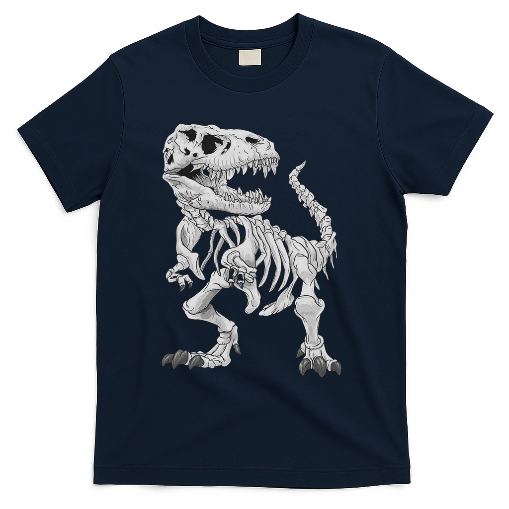 T Rex Skeleton Dino Bones Paleontologist Fossil Dinosaur T-Shirt - Navy