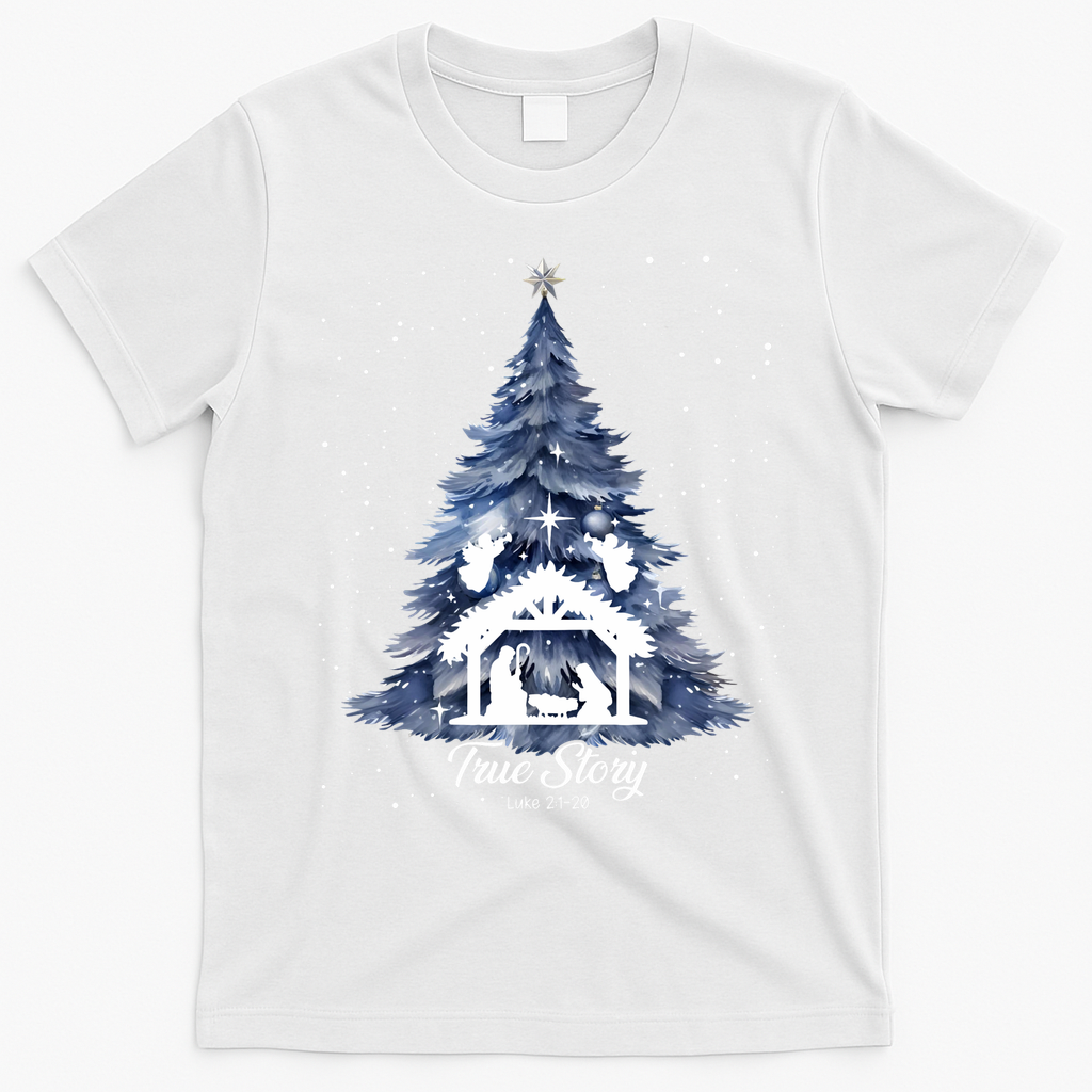 True Story Christmas Jesus Xmas Christian Nativity Sence T-Shirt - White