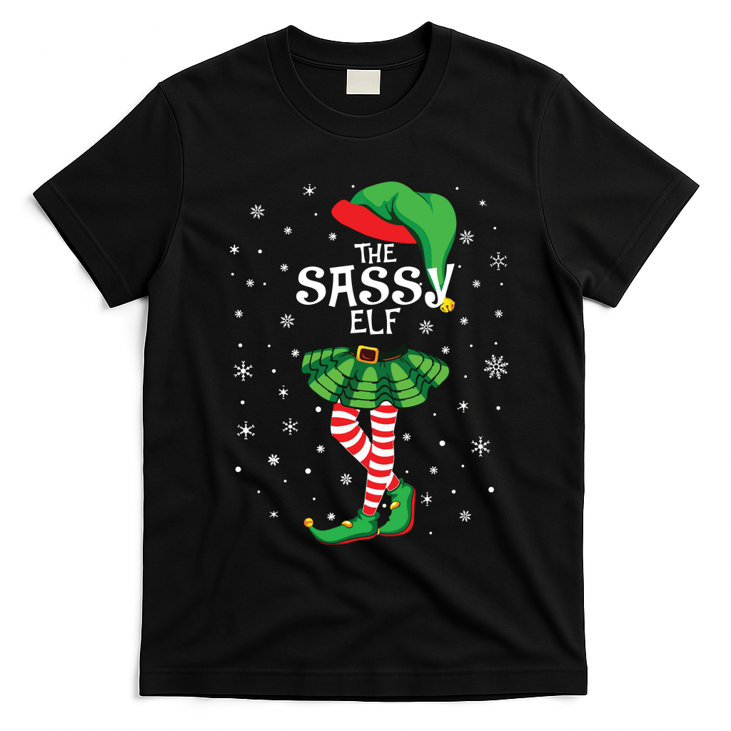 The Sassy Elf Funny Christmas T-Shirt - Black
