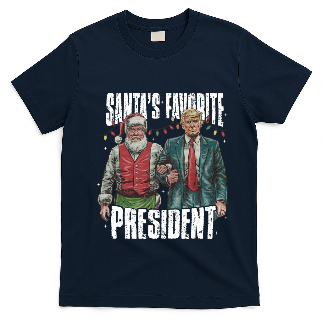 Trump SantaS Favorite President Gift T-Shirt - Navy Blue