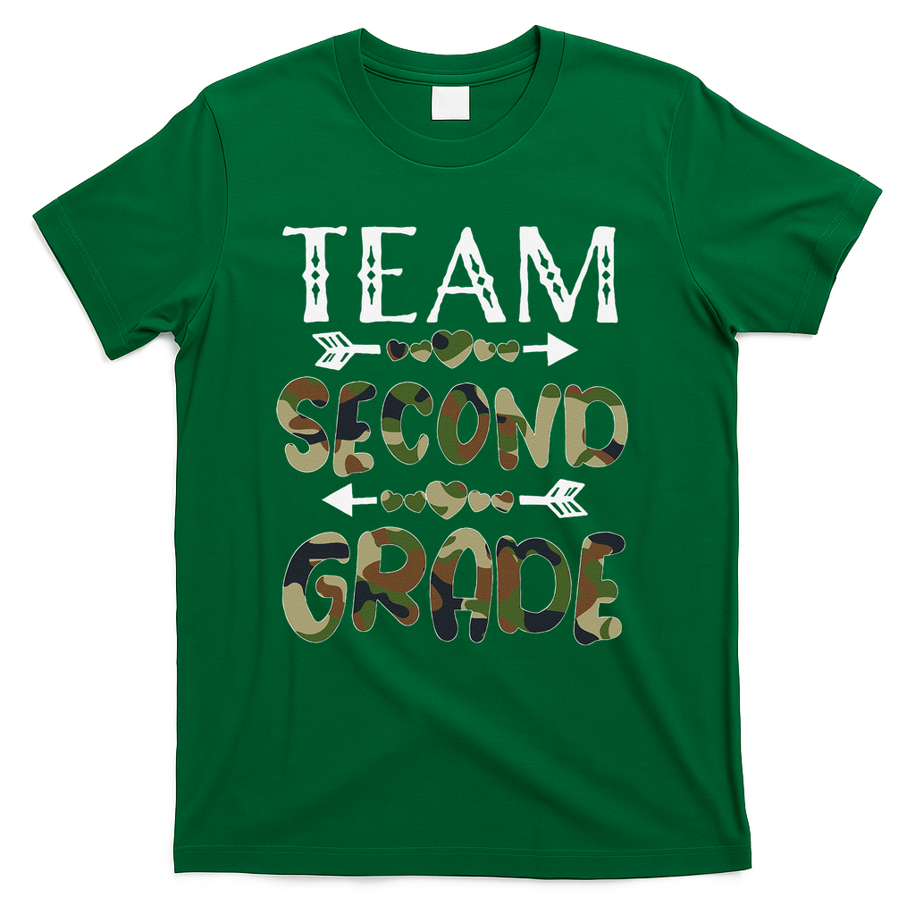 Team Second Grade Back To School 1st Day Camo Teachers T-Shirt - Green