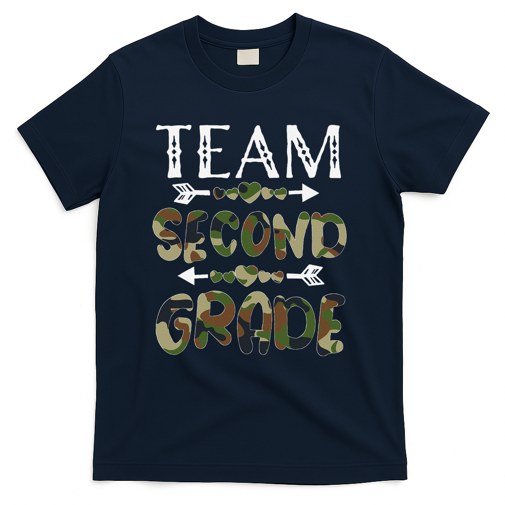Team Second Grade Back To School 1st Day Camo Teachers T-Shirt - Navy