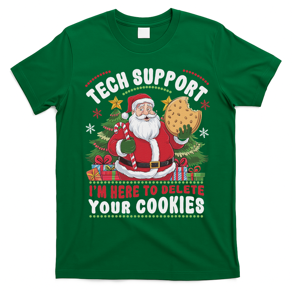 Tech Support IM Here To Delete Your Cookies Tech Christmas T-Shirt - Irish Green